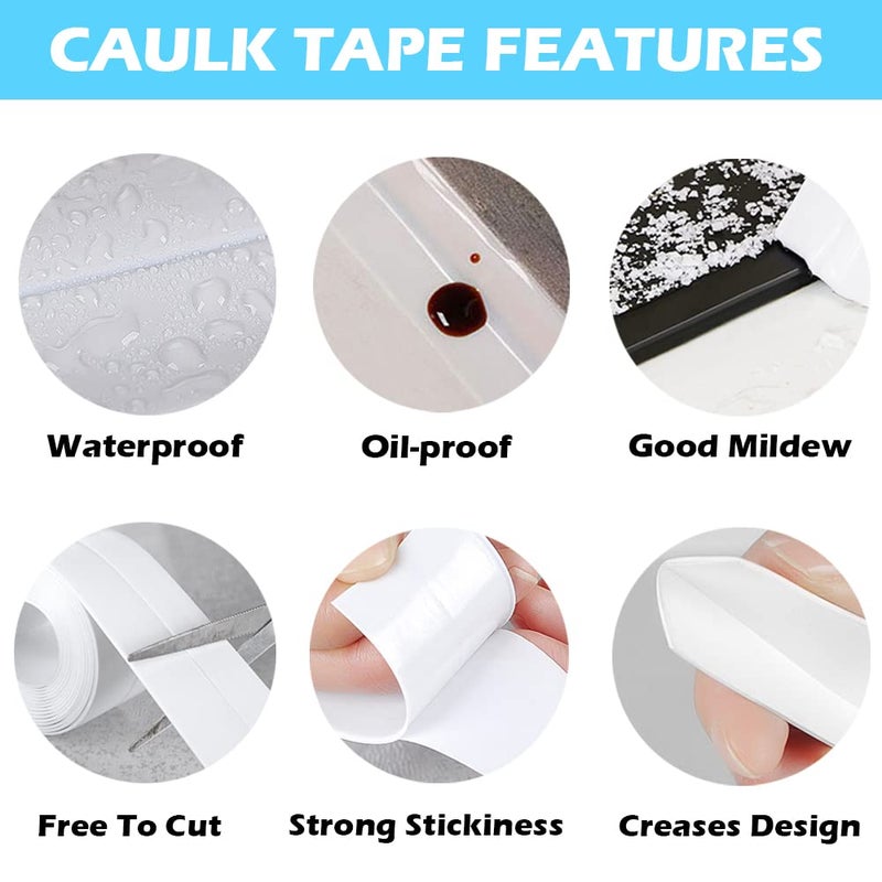 UIOCSSC Caulk Strip, 1.5" x 10.5Ft Self Adhesive Caulk Tape, PVC Waterproof Sealing Tape for Bathroom Bathtub Kitchen Toilet Wall - Image 4